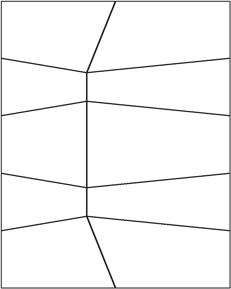 Winter Hills Stained Glass Pattern, line drawing